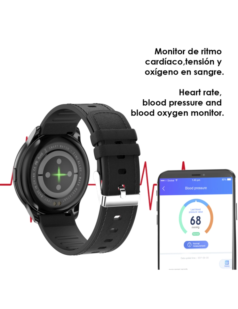 imagem de DAM. Smartwatch Y90 com 8 modos esportivos, monitor de O2 e pressão arterial. Notificações com mensagem na tela. Cinta metálica.2