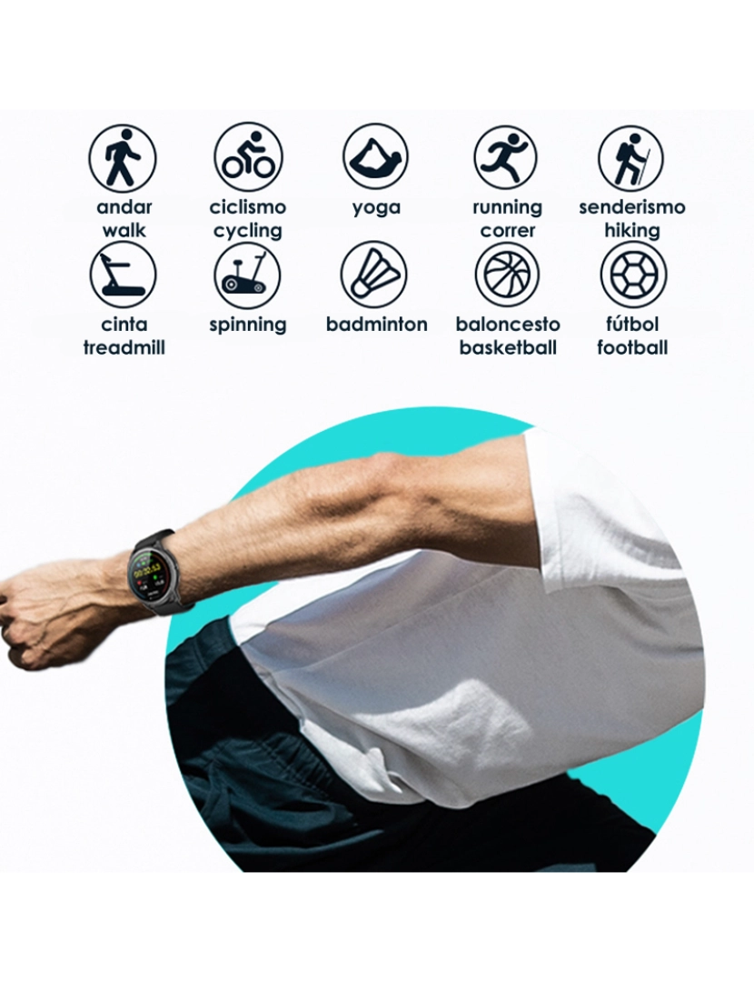 imagem de DAM. R7 smartwatch esportivo. Bateria de longa duração, 10 modos esportivos, monitor cardíaco dinâmico.4