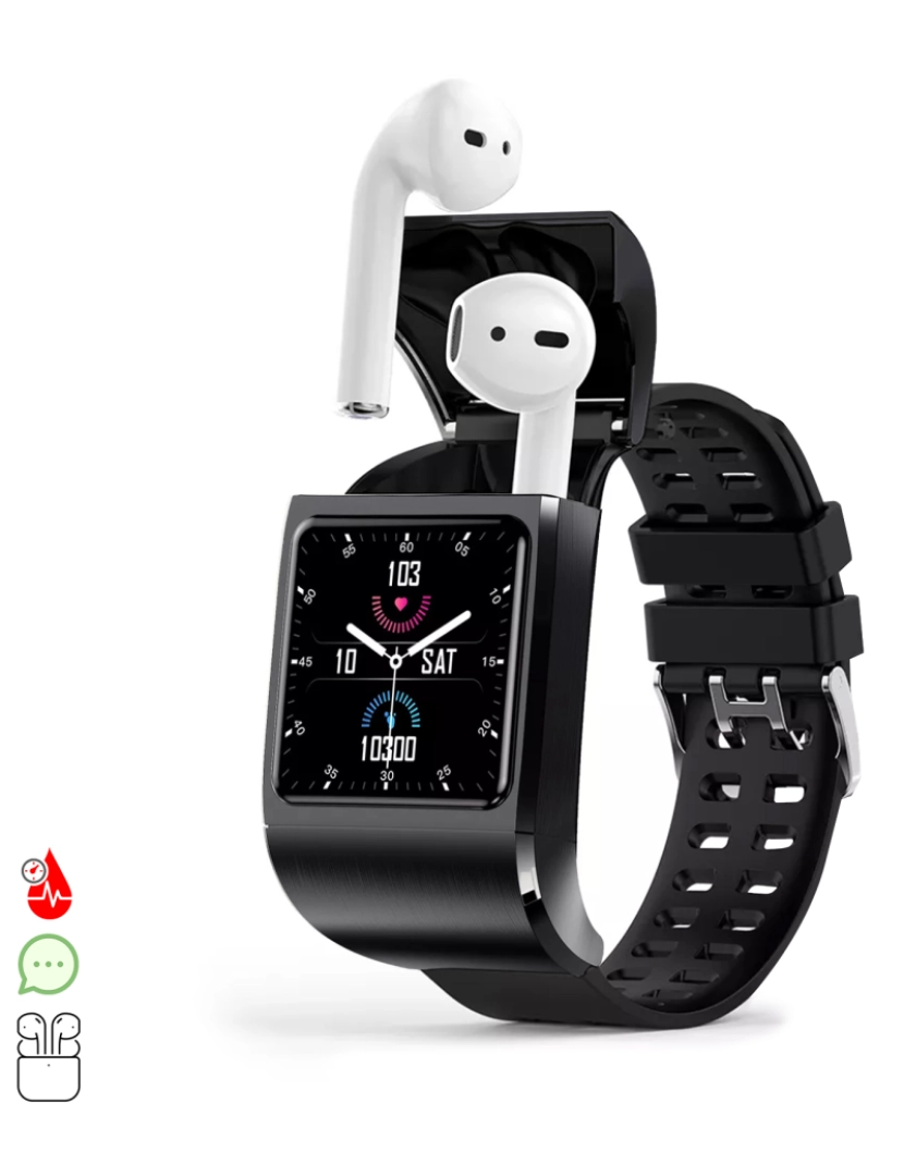 imagem de DAM. Smartwatch G36 Pro com fones de ouvido Bluetooth 5.0 TWS integrados. Monitor de pressão arterial e oxigênio; modo multiesportivo.1