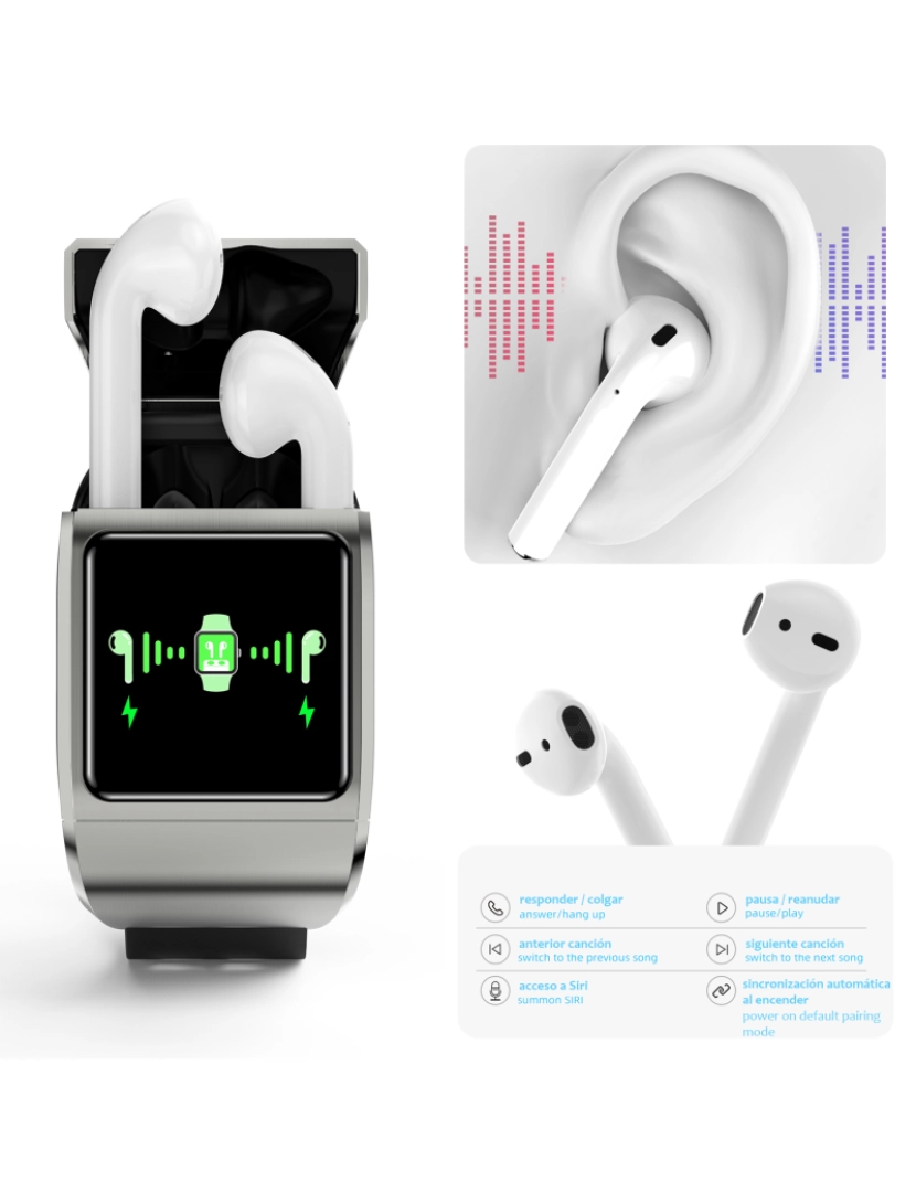 imagem de DAM. Smartwatch G36 Pro com fones de ouvido Bluetooth 5.0 TWS integrados. Monitor de pressão arterial e oxigênio; modo multiesportivo.6
