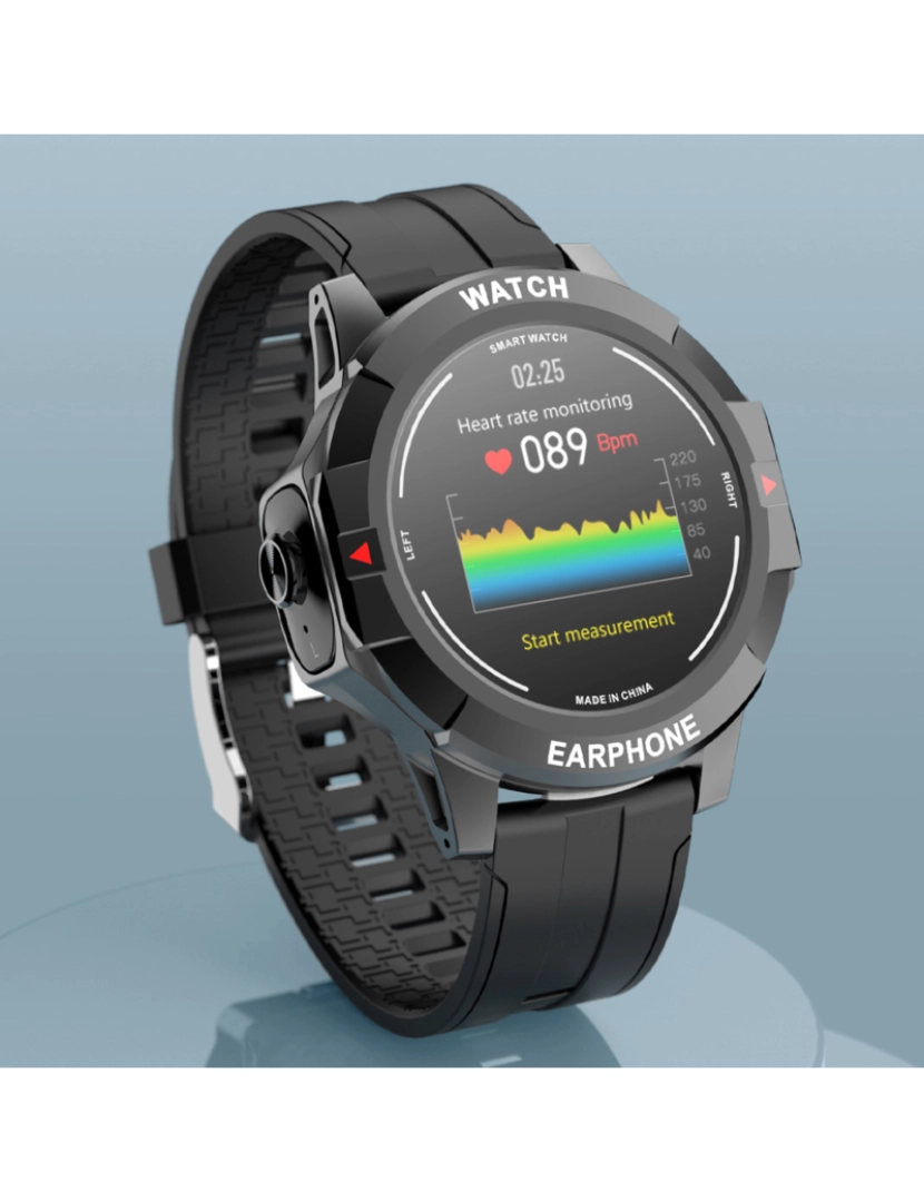 imagem de DAM. Smartwatch N15 com fones de ouvido TWS integrados. Monitor cardíaco e de pressão arterial. Notificações de aplicativo.6