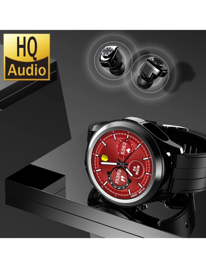 imagem de DAM. Smartwatch T10 com fones de ouvido TWS integrados. Monitor de pressão arterial e O2. Notificações de aplicativo.5