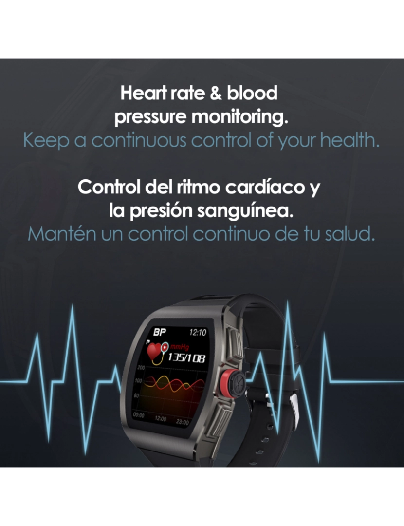 imagem de DAM. Smartwatch M2 com pressão arterial, monitor cardíaco, 10 modos multiesportivos. Notificações de aplicativo.2