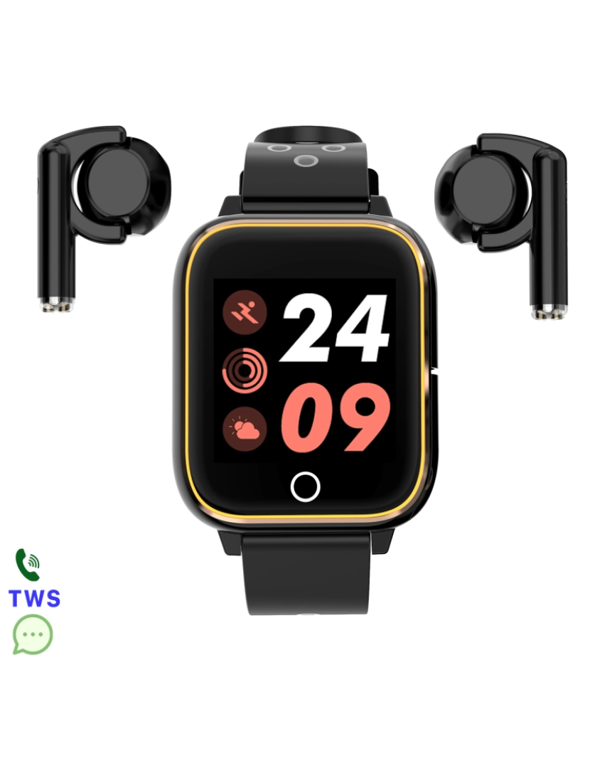imagem de DAM. Smartwatch M6 com fones de ouvido TWS integrados. Monitor de pressão arterial e O2. Notificações de aplicativo.1