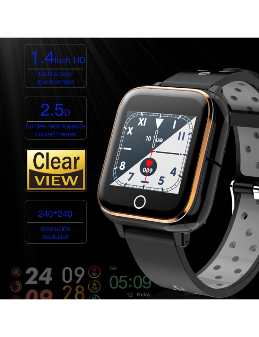 imagem de DAM. Smartwatch M6 com fones de ouvido TWS integrados. Monitor de pressão arterial e O2. Notificações de aplicativo.5