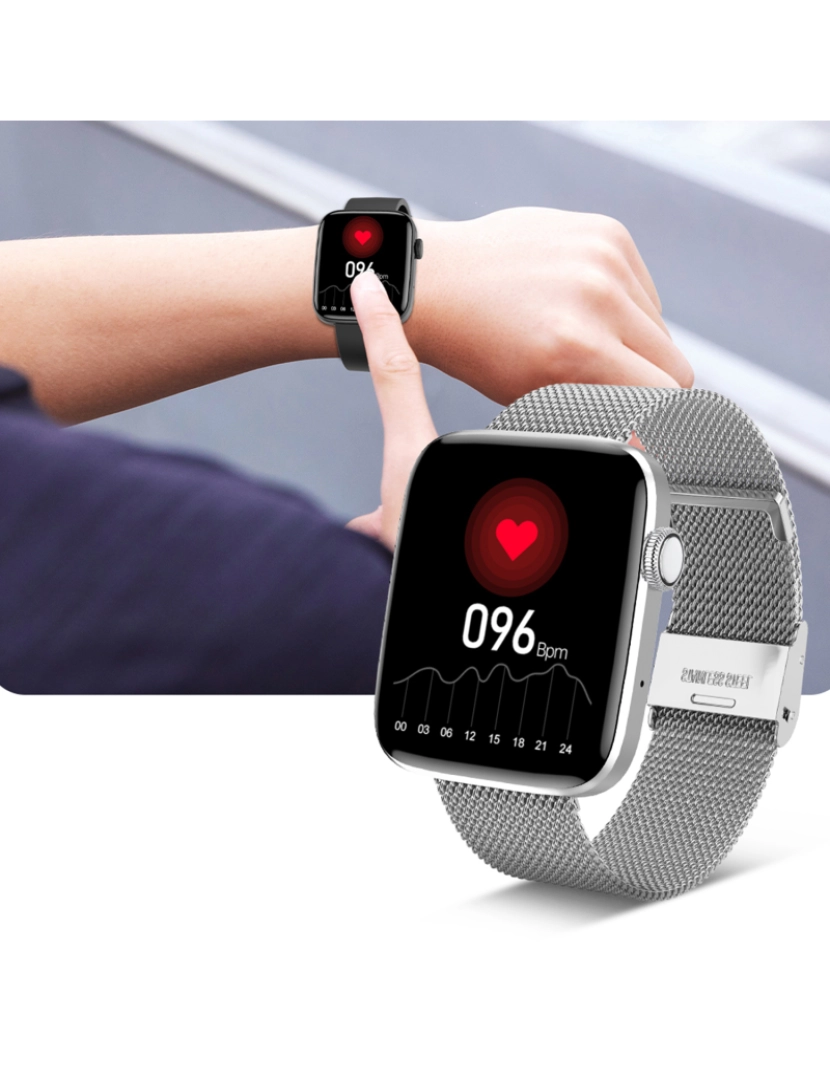 imagem de DAM. Smartwatch DT1 com coroa giratória inteligente, monitor de pressão arterial e O2; 11 modos multiesportivos. Fundos personalizáveis.4