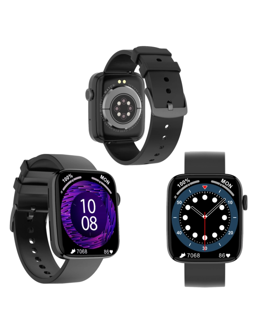 imagem de DAM. Smartwatch DT1 com coroa giratória inteligente, monitor de pressão arterial e O2; 11 modos multiesportivos. Fundos personalizáveis.8