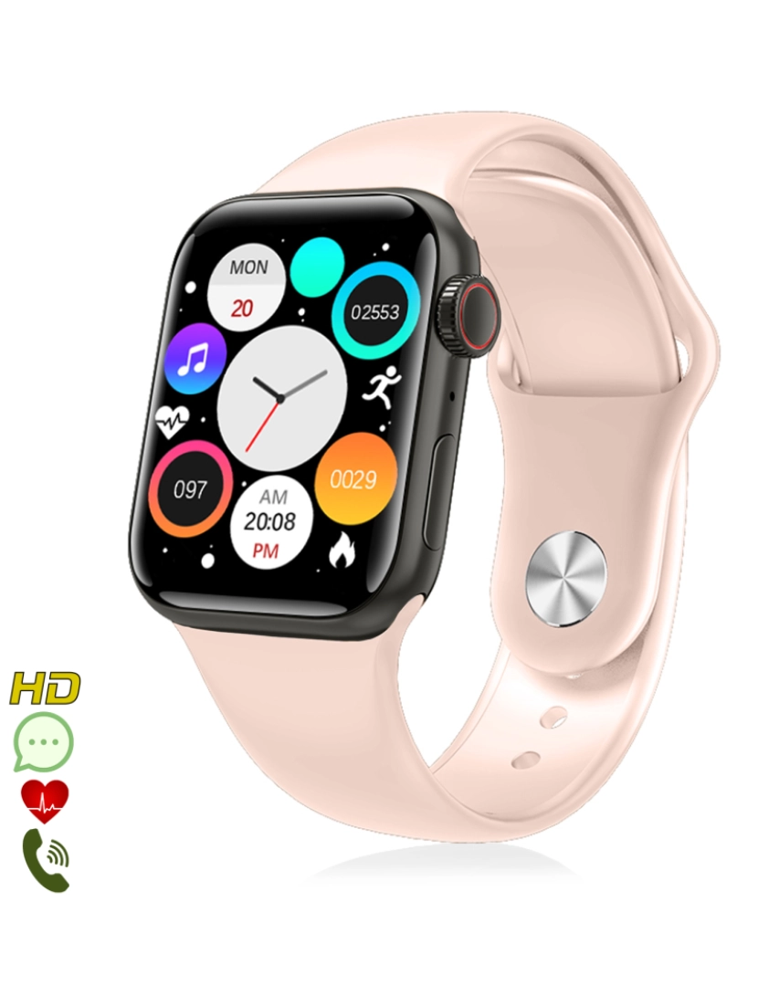 DAM - DAM. Smartwatch AW20 com notificações de redes sociais, modos esportivos, monitor cardíaco e oxigênio no sangue.