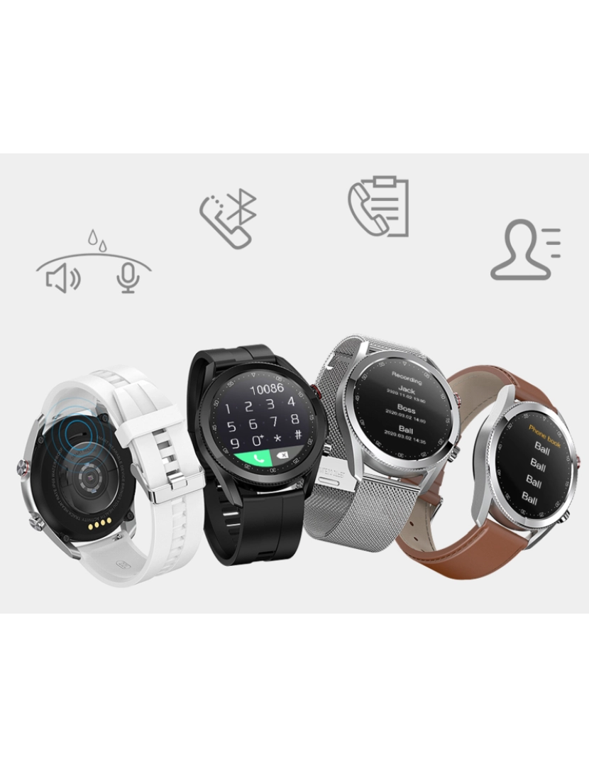 imagem grande de DAM. Smartwatch L19 com notificações de aplicativos. Monitor de saúde com ECG, monitor de pressão arterial e oxigênio. Pulseira de couro.6