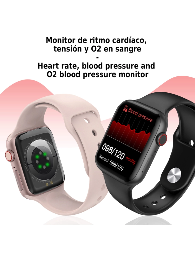 imagem de DAM. Smartwatch W27 com monitor de frequência cardíaca, pressão arterial e O2. Modos esportivos internos e externos. Coroa multifuncional inteligente3