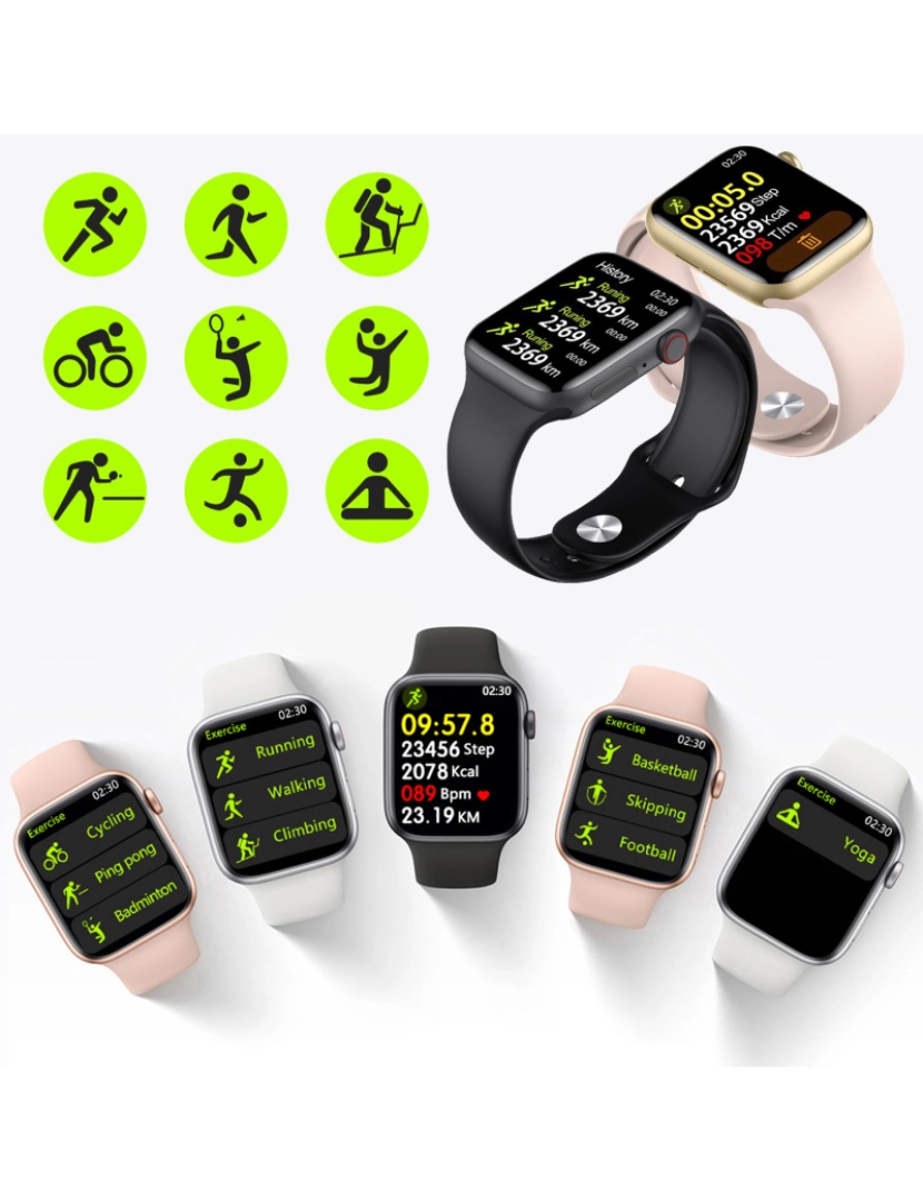 imagem de DAM. Smartwatch W27 com monitor de frequência cardíaca, pressão arterial e O2. Modos esportivos internos e externos. Coroa multifuncional inteligente4