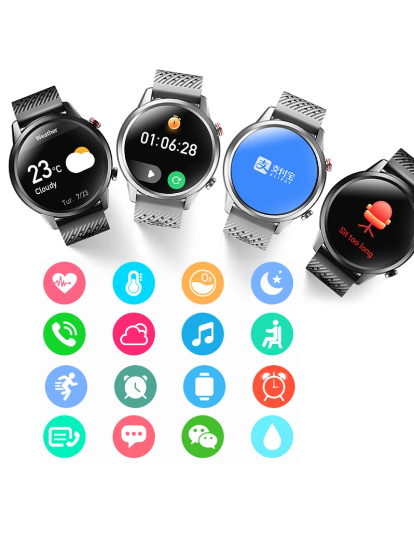 imagem de DAM. Smartwatch F32 com 20 modos esportivos. Monitor cardíaco, pressão arterial e oxigênio.2