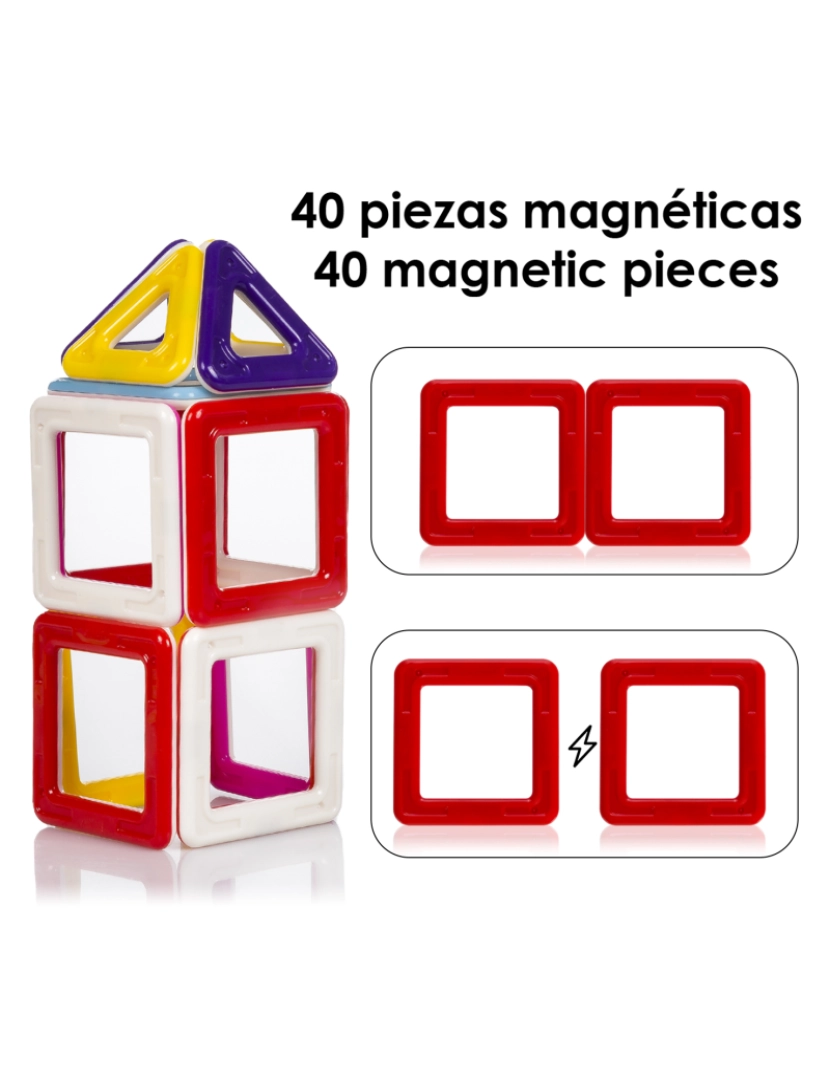 imagem de DAM. Peças de construção magnéticas para crianças, com rodas móveis para criar veículos. 40 peças.2