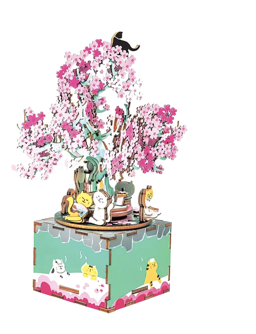 DAM - DAM. Caixa de música Cherry Blossom Tree. Modelo 3D realista com grande detalhe, 148 peças