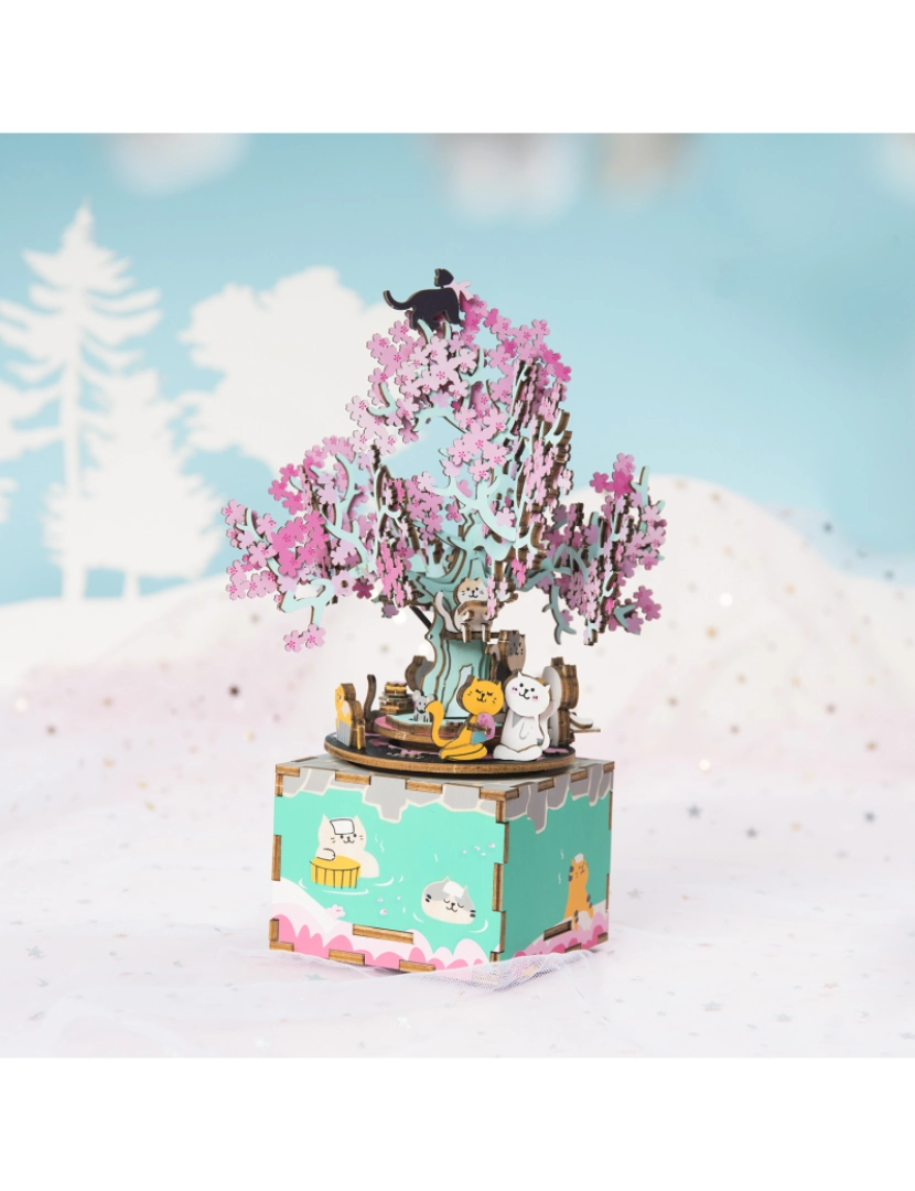 imagem de DAM. Caixa de música Cherry Blossom Tree. Modelo 3D realista com grande detalhe, 148 peças2
