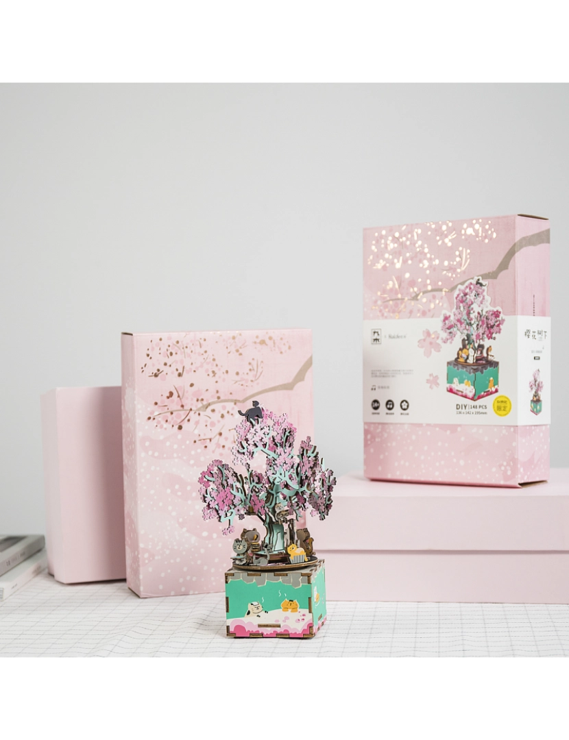 imagem de DAM. Caixa de música Cherry Blossom Tree. Modelo 3D realista com grande detalhe, 148 peças5
