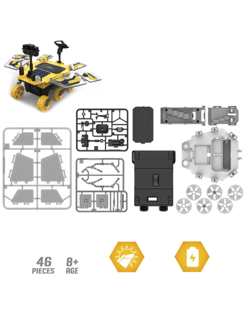 imagem de DAM. Mars rover para construir. 46 peças. Operação solar e bateria.2