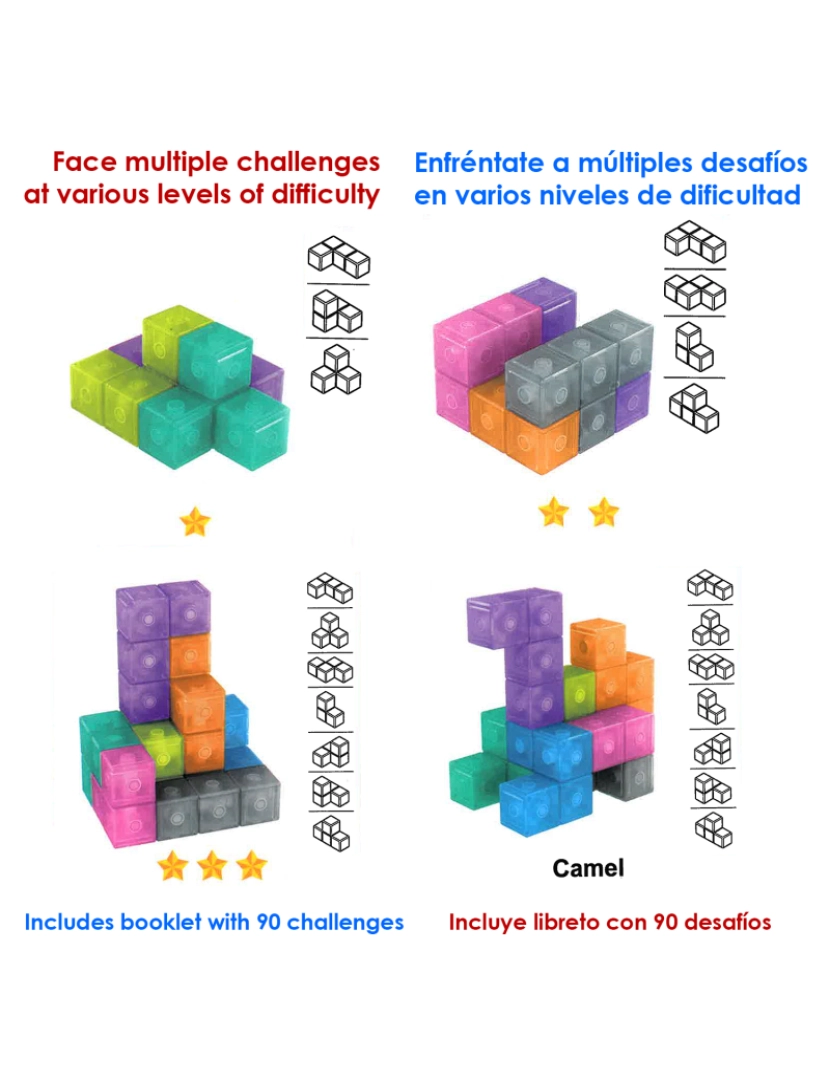 imagem de DAM. Cubo magnético de torção 3D. Quebra-cabeça em 3 dimensões, desafios com vários níveis de dificuldade. 7 peças 3D.2