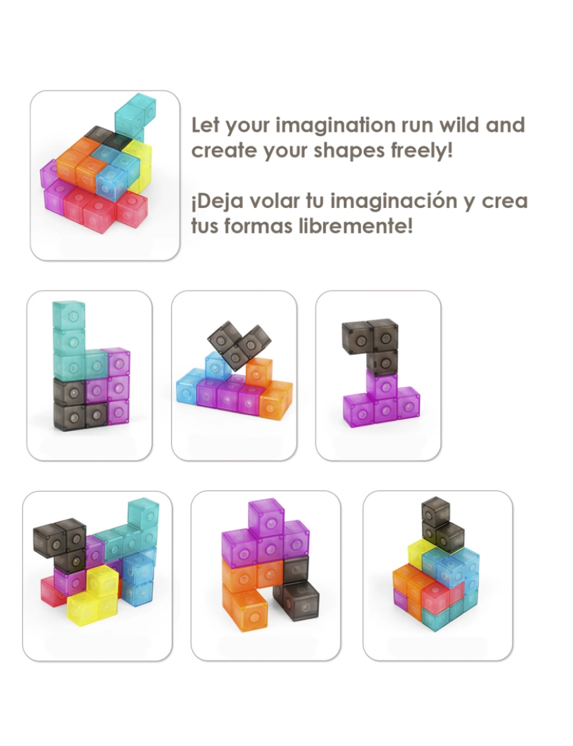 imagem de DAM. Cubo magnético de torção 3D. Quebra-cabeça em 3 dimensões, desafios com vários níveis de dificuldade. 7 peças 3D.3