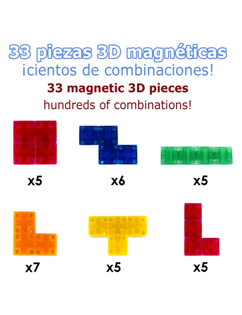 DAM. Blocos de construção magnéticos 3D multicoloridos, jogo de