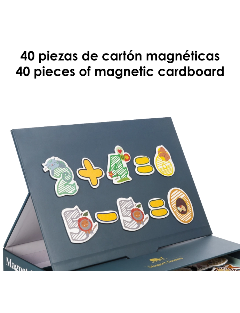 imagem de DAM. Jogo magnético matemático. 40 peças de cartão magnético com números e animais.2