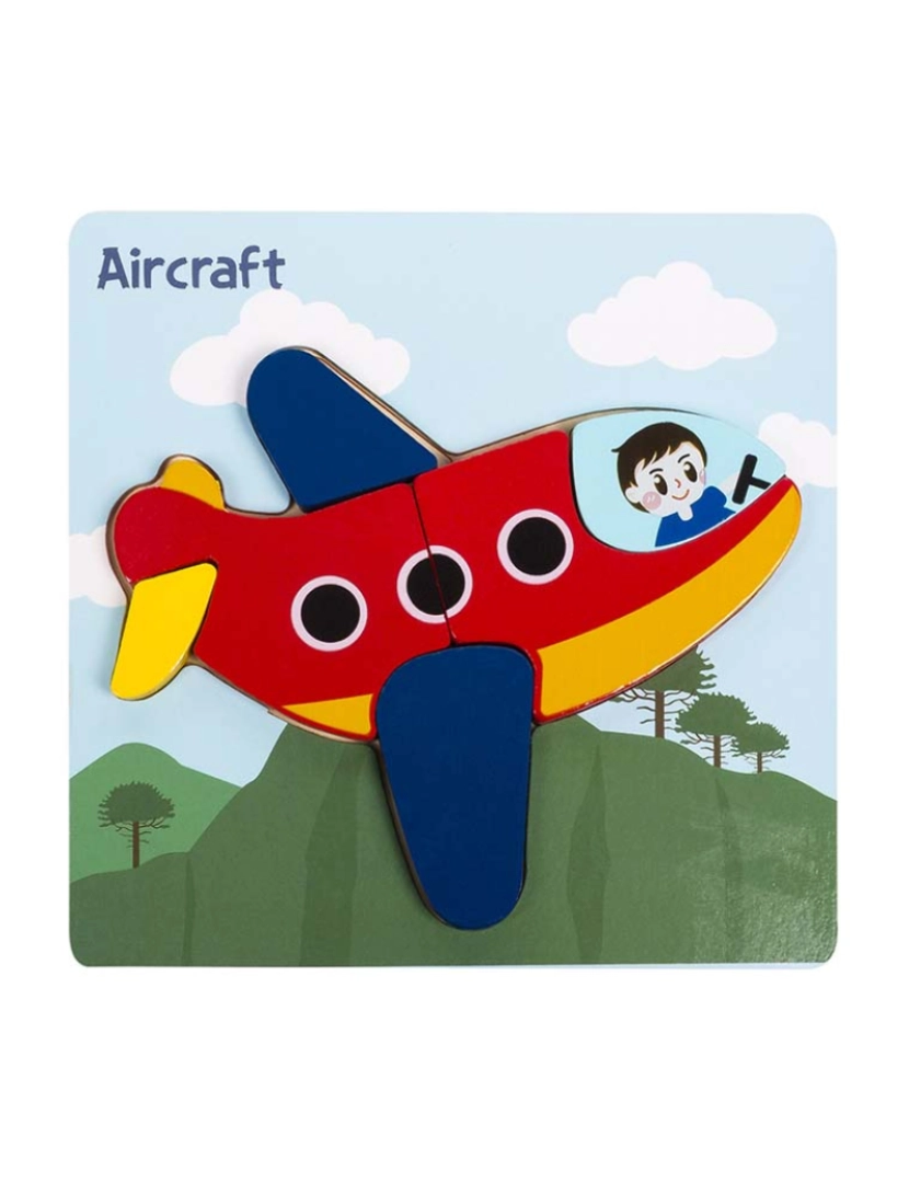 DAM - Puzzle de madeira para crianças 6 peças Projeto de avião