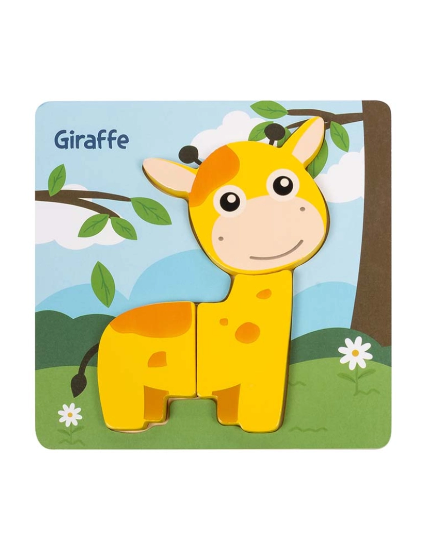 DAM - Puzzle de madeira para crianças 3 peças Desenho de girafa
