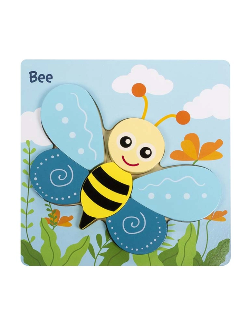 DAM - Puzzle de madeira para crianças 6 peças Desenho de abelha