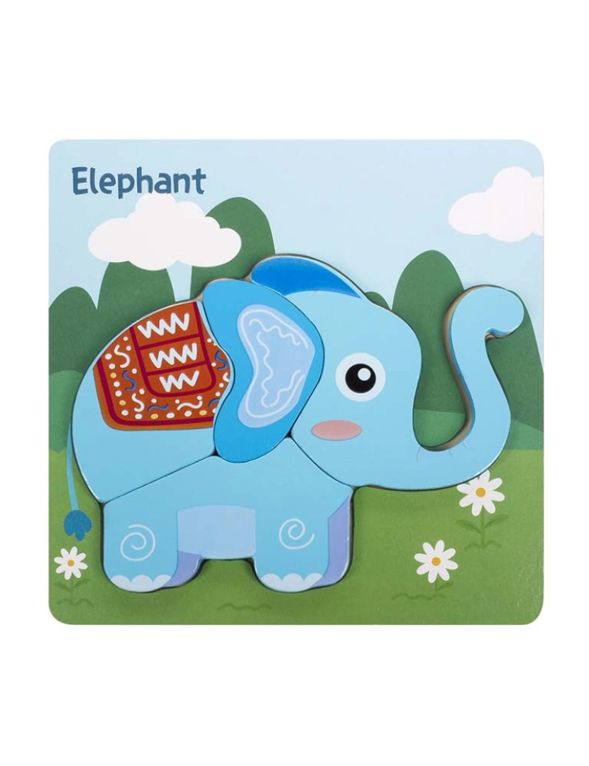 DAM - Puzzle em madeira para crianças de 4 peças Desenho de elefante
