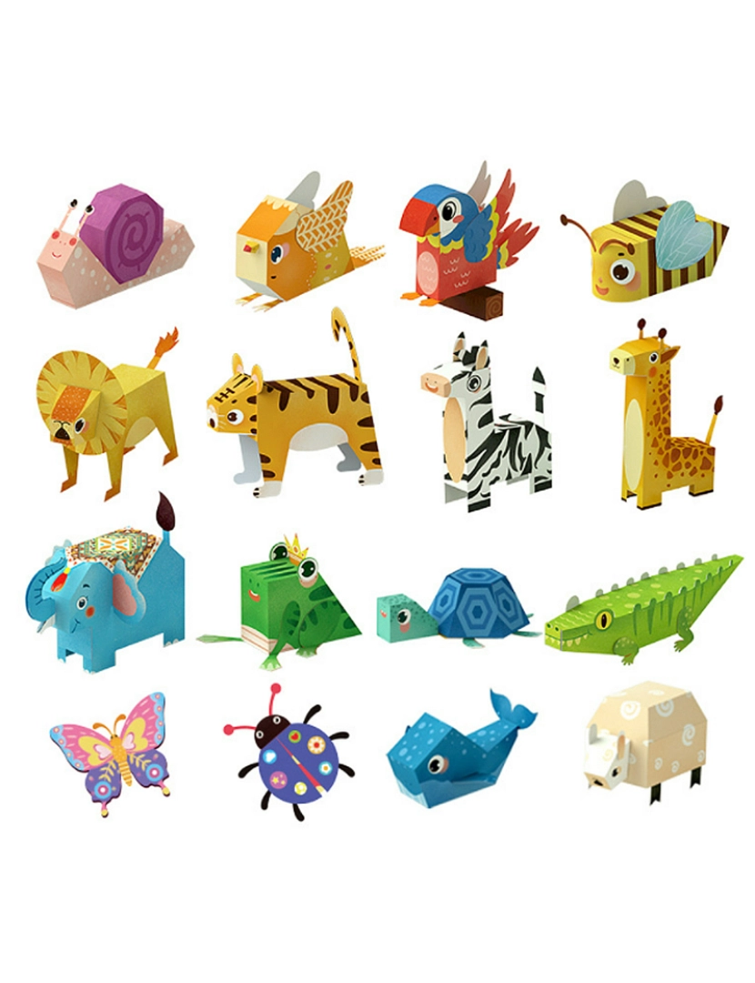 imagem de DAM. Kit de artesanato de origami de papel 3D. Figuras de animais.2