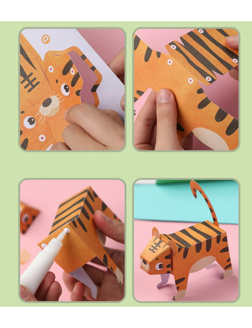 imagem de DAM. Kit de artesanato de origami de papel 3D. Figuras de animais.3