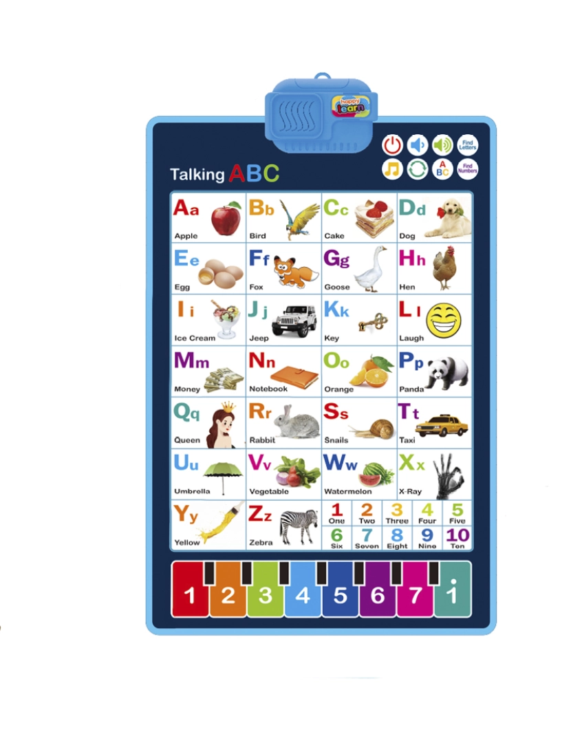 DAM - DAM. Alfabeto eletrônico interativo para aprender inglês, ABC falante e pôster musical. Brinquedo educativo para crianças.