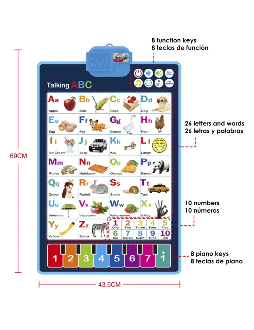 imagem de DAM. Alfabeto eletrônico interativo para aprender inglês, ABC falante e pôster musical. Brinquedo educativo para crianças.5
