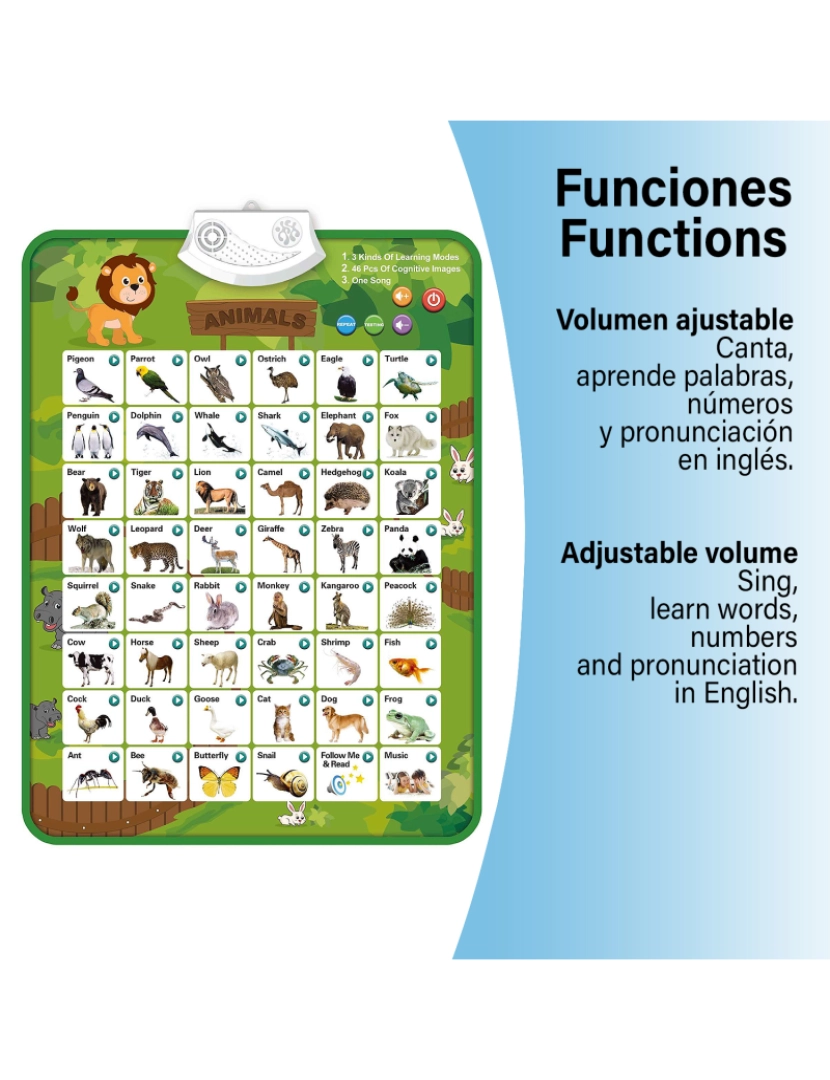 Livro de áudio Eletrônico para Crianças, Livro de áudio Interessante para  Aprender Jogos Educativos de Animais Frutíferos Espanhóis Em Casa para