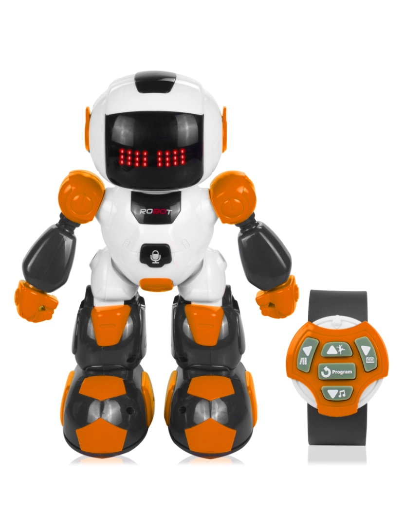 imagem de DAM. Mini Robô por controle remoto. Pulseira de controle remoto infravermelho. funções programáveis. Modos automáticos: dança1