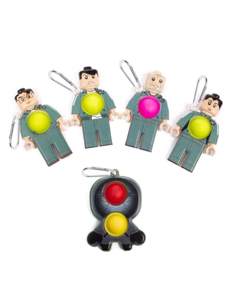 DAM - DAM. Conjuntos de 5 peças Figuras de Lula jogadores e líder 9cm. Figuras com mosquetão e Bubble Pop It central.