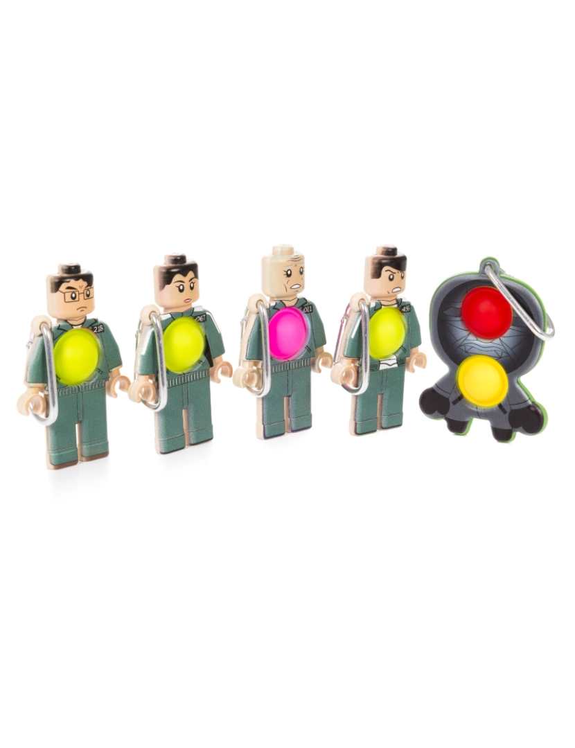 imagem de DAM. Conjuntos de 5 peças Figuras de Lula jogadores e líder 9cm. Figuras com mosquetão e Bubble Pop It central.2