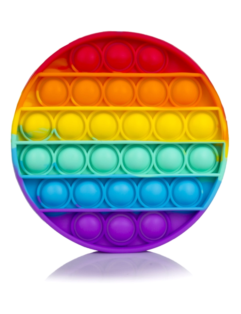 DAM - DAM. Bubble Pop It brinquedo sensorial desestressante, bolhas de silicone para apertar e apertar. Design redondo multicolorido.