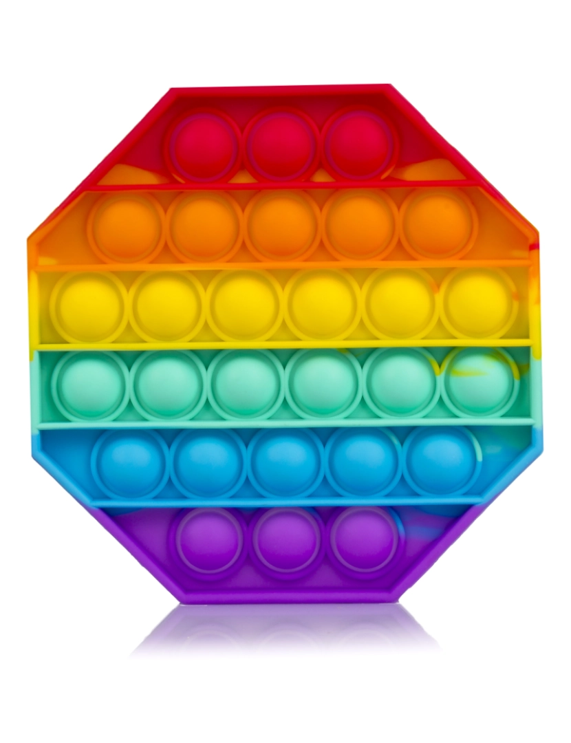 DAM - DAM. Bubble Pop It brinquedo sensorial desestressante, bolhas de silicone para apertar e apertar. Desenho octogonal multicolorido.