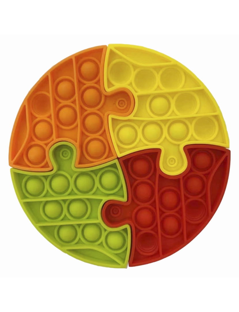 imagem de DAM. 4 PIECE Bubble Pop Brinquedo sensorial antiestresse, bolhas de silicone para apertar e pulsar. Projeto de quebra-cabeça redondo de 4 peças.1