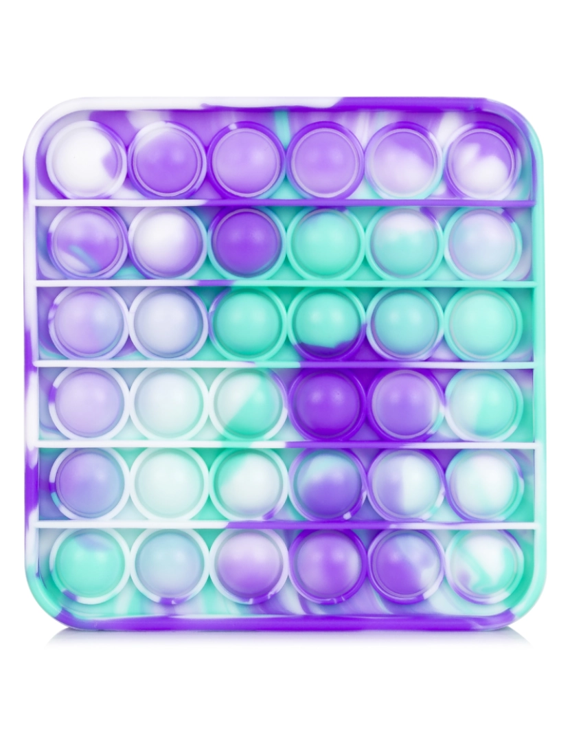 DAM - DAM. Bubble Pop It brinquedo sensorial desestressante, bolhas de silicone para apertar e apertar. Desenho quadrado multicolorido.