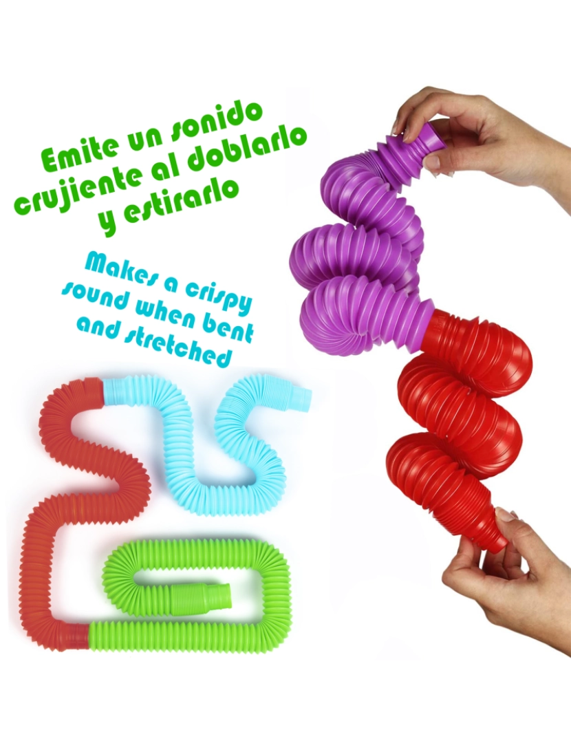 imagem de DAM. Tubos XL Pop. Brinquedos sensoriais divertidos e funcionais que dobram, esticam e conectam.2