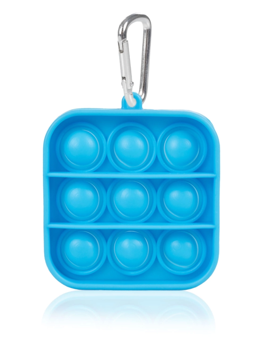 imagem de DAM. Mini Bubble Pop É um brinquedo sensorial para aliviar o estresse, bolhas de silicone para apertar e pressionar.Desenho quadrado com porta-chaves1