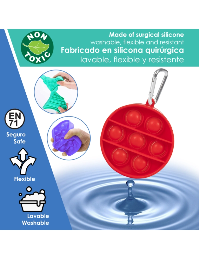 imagem de DAM. Mini Bubble Pop É um brinquedo sensorial para aliviar o estresse, bolhas de silicone para apertar e pressionar.4