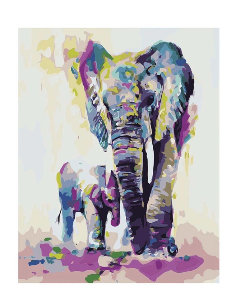 DAM - Tela Com Desenho Para Pintar Com Números Elefantes