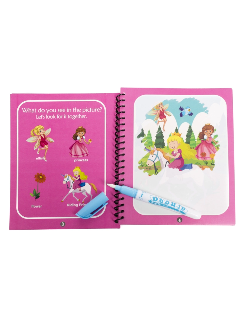 imagem de DAM. Desenho de princesa e anões de livro de colorir de água. Tinta mágica para crianças, reutilizável. Desenhe e pinte sem manchar.2