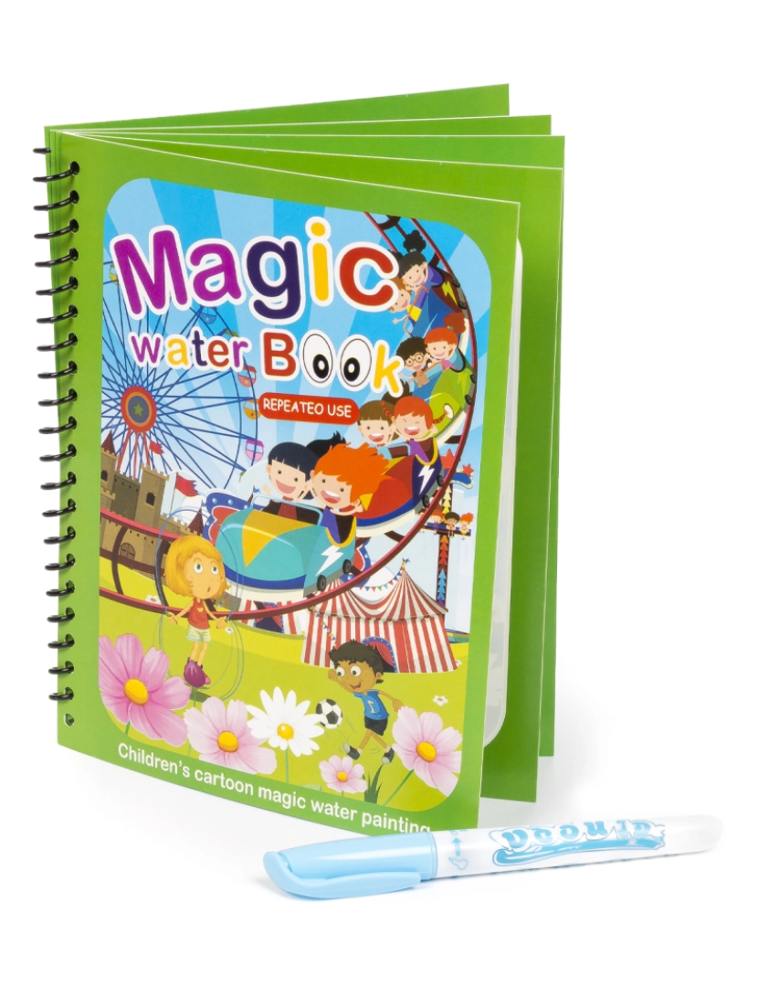 imagem de DAM. Projeto do parque de diversões da água do livro para colorir. Tinta mágica para crianças, reutilizável. Desenhe e pinte sem manchar.1