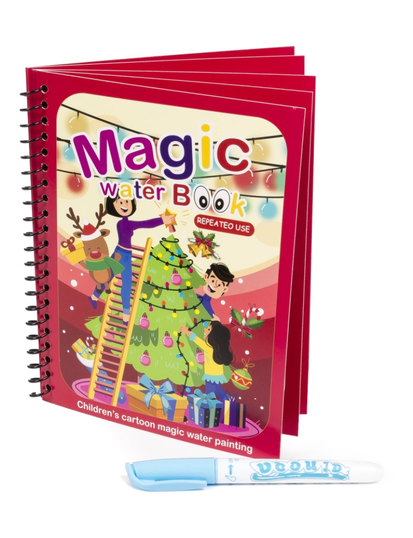 imagem de DAM. Desenho de Natal de livro para colorir de água. Tinta mágica para crianças, reutilizável. Desenhe e pinte sem manchar. Inclui marcador de água.1