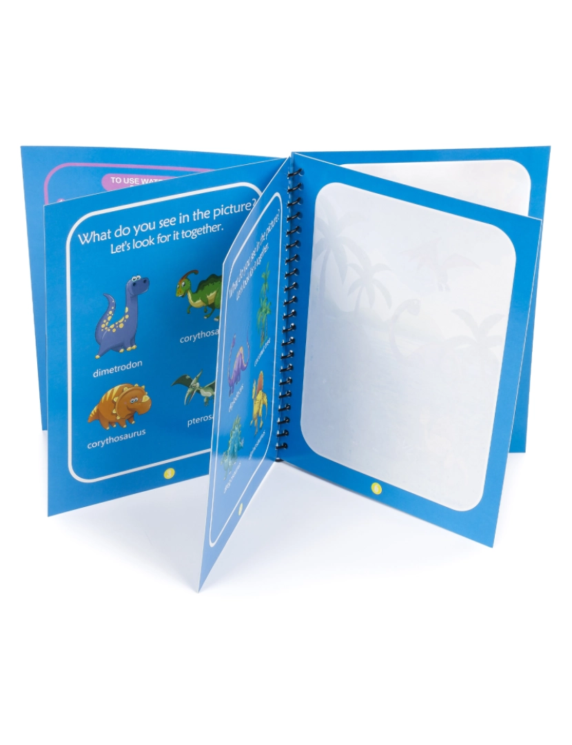 imagem de DAM. Livro de colorir em dinossauros de design de água. Tinta mágica para crianças, reutilizável. Desenhe e pinte sem manchar.Inclui marcador de água3