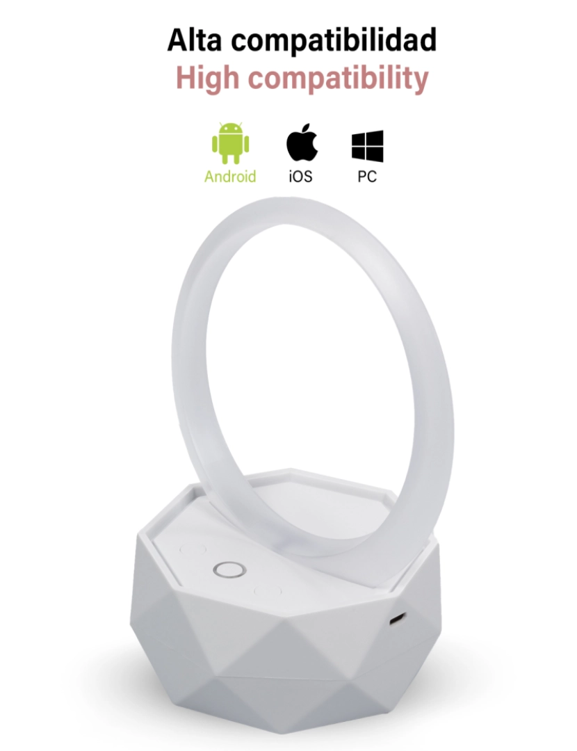 imagem de DAM. Alto-falante Bluetooth 5.0 Y1, com anel de luz ambiente LED RGB.3